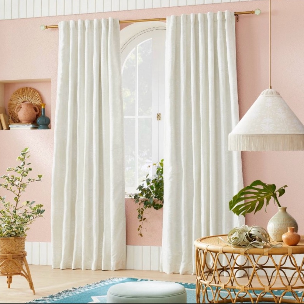 Opalhouse Jungalow Blackout Palm Fronds Chenille Curtain Panel Cream (1 …